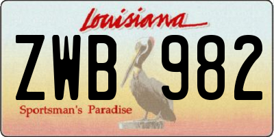 LA license plate ZWB982