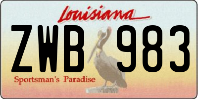 LA license plate ZWB983
