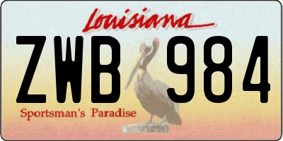 LA license plate ZWB984