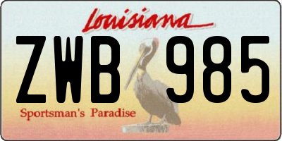 LA license plate ZWB985