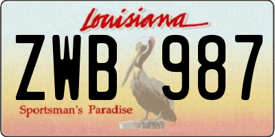 LA license plate ZWB987