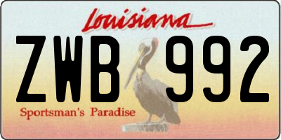 LA license plate ZWB992