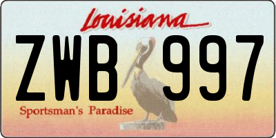 LA license plate ZWB997