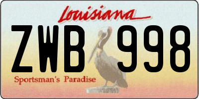 LA license plate ZWB998
