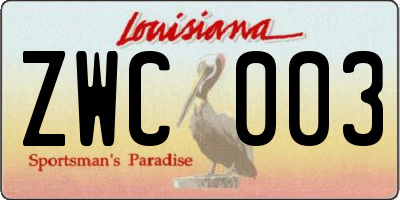 LA license plate ZWC003