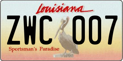 LA license plate ZWC007