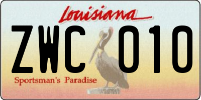 LA license plate ZWC010