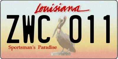 LA license plate ZWC011