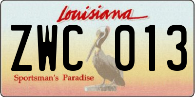 LA license plate ZWC013