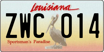 LA license plate ZWC014