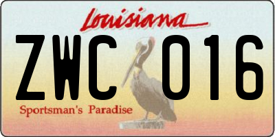 LA license plate ZWC016