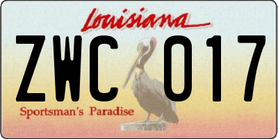 LA license plate ZWC017