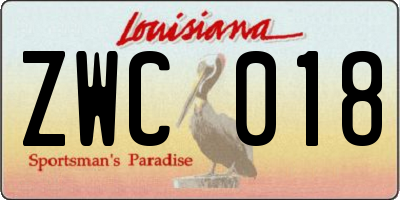 LA license plate ZWC018