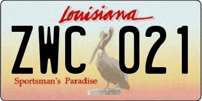 LA license plate ZWC021