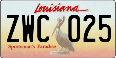 LA license plate ZWC025