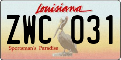 LA license plate ZWC031