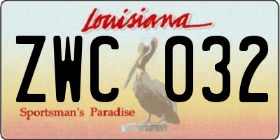 LA license plate ZWC032