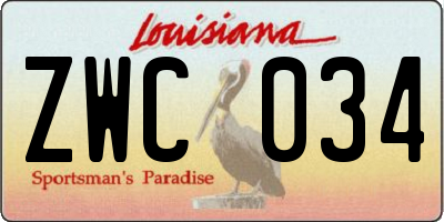 LA license plate ZWC034