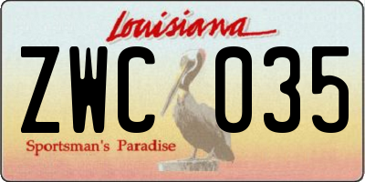 LA license plate ZWC035