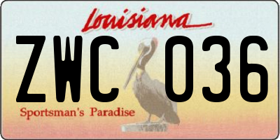 LA license plate ZWC036