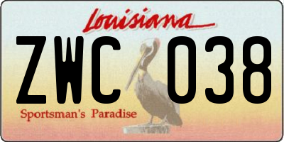 LA license plate ZWC038