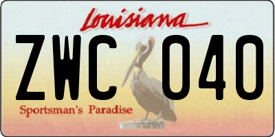 LA license plate ZWC040