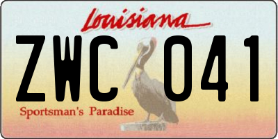 LA license plate ZWC041