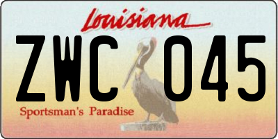 LA license plate ZWC045