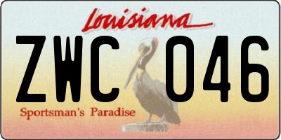 LA license plate ZWC046