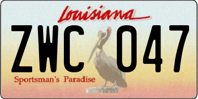 LA license plate ZWC047