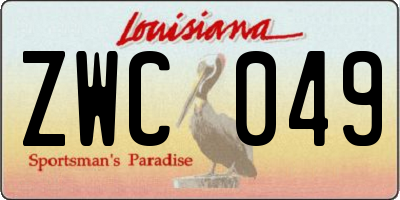 LA license plate ZWC049