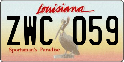 LA license plate ZWC059
