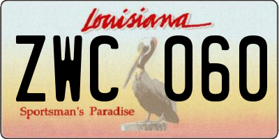 LA license plate ZWC060