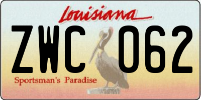 LA license plate ZWC062