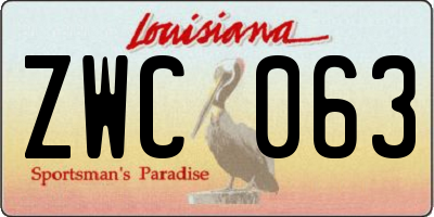 LA license plate ZWC063