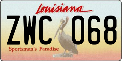 LA license plate ZWC068