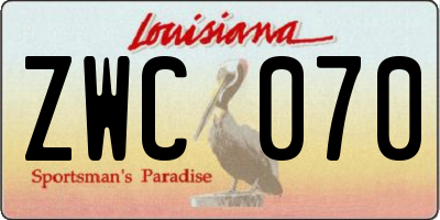 LA license plate ZWC070
