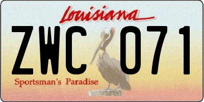 LA license plate ZWC071