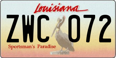 LA license plate ZWC072