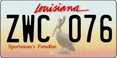 LA license plate ZWC076