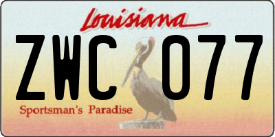 LA license plate ZWC077