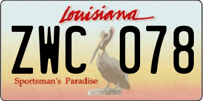 LA license plate ZWC078