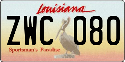 LA license plate ZWC080