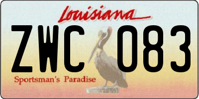 LA license plate ZWC083
