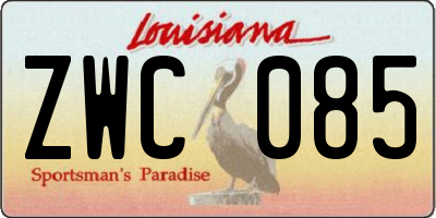 LA license plate ZWC085