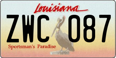 LA license plate ZWC087