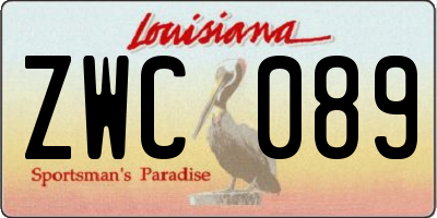 LA license plate ZWC089