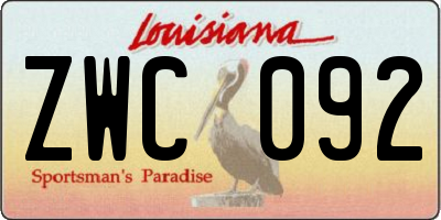 LA license plate ZWC092