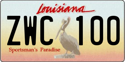 LA license plate ZWC100