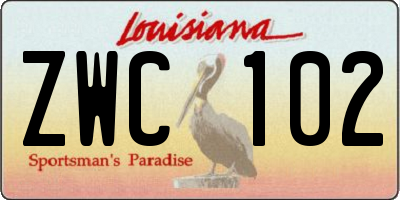 LA license plate ZWC102